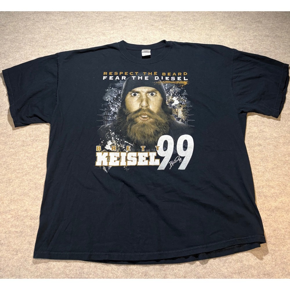 Y2K Gildan Brett Keisel 99 Pittsburgh Steelers Respect The Beard Diesel Tee 3XL